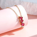 wholesale S925 Silver Red Corundum Pendant Necklace for Women, Light Luxury Fashion French Style High-End Feel Small Collarbone Chain-0-2