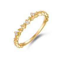 wholesale S925 Sterling Silver Japanese Light Luxury Stackable Wheat Zirconia Fine Ring for Women, Daily Commute and Versatile Accessory-Thin wheat ear zircon ring  Size 6 (Mido)