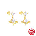wholesale S925 sterling silver with zircon, pearl, and planet design earrings, trendy in-0-7