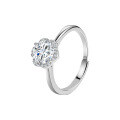 S925 Sterling Silver 1-Carat Moissanite Women's Open Adjustable Ring-0-3
