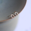 wholesale 9K Gold Full Diamond Large Horseshoe Light Luxury Japanese Style Unique Niche Stud Earrings for Women-0-1