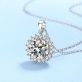 wholesale S925 Silver One-Piece Payment Sunflower Pendant Necklace for Women with Inlaid Moissanite Collar Chain Simulating Diamond-0-1