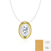 925 Silver Invisible Line Pendant with Moissanite-N16236 Moissanite 5*7mm (with GRA certificate)