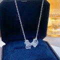 wholesale Silver Maker S999 Lace Bow Necklace, Niche Design Exquisite and Aesthetic Pendant, Gift for Girlfriend, Wholesale-0-2