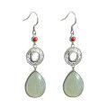 wholesale 925 Silver Inlaid New Chinese Style Long Hetian Jade Earrings, Retro Chinese Hanfu Ear Accessories with Waterdrop Jade-0-4