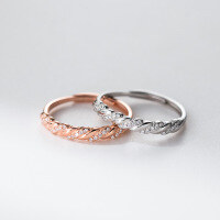 wholesale 925 Silver Fresh and Sweet Style Personalized Design Diamond-Inlaid Twisted Ring R02699-S925 silver ring rose gold opening adjustable