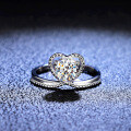 Sterling Silver Moissanite Heart-Shaped Ring for Women-0-0