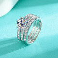 wholesale S925 Sterling Silver Three-Way Wear Premium Fashion Ring New 2-Carat Moissanite Stackable Cross-Border Hot Sale Wholesale-0-0