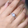 wholesale S925 Silver Vintage Cold Sense Natural Cream Blue Moonstone Ring, Popular in 2024-0-3