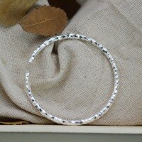 wholesale 999 Silver Hand-Chased Hammered Textured Bangle for Women, Vintage Pure Silver Youthful Minimalist Exotic Unisex Openable Trendy Bracelet-One bracelet (1000081) Pure silver