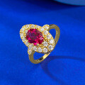 wholesale S925 silver jewelry new style, lightweight luxury retro exquisite6*8mm oval red zircon ring-0-2