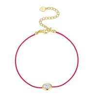 925 Silver Cross-Border Simple Fashion Moissanite Red Rope Bracelet-L16238 Moissanite 5*7mm 16+2.5+2.5cm