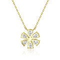 wholesale 18K Gold, Platinum, Lab-Grown Diamond Floral Pendant Necklace, AU750, Dainty and Fresh Women's Style-0-1