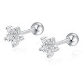 wholesale 925 Sterling Silver Floral Stud Earrings with Petal Design and Inlaid Crystals, Screw-piercing Ear Accessories for Women, Cross-border Wholesale-0-6