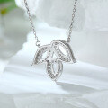 wholesale 925 Sterling Silver Leaf Clover Necklace, Minimalist Leaf Pendant,, Versatile Necklace-0-2