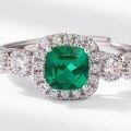 wholesale S925 Sterling Silver New Cultured Emerald Ring for Women, High-End European and American Style, Unique and Elegant, Wholesale-0-3