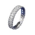 wholesale Metal: 925 Sterling Silver, Simple Narrow Single Row Diamond Full Star Beaded Edge Ring for Women, Couple Matching Rings, Wedding Band-0-4