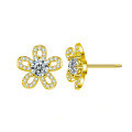 S925 Sterling Silver Sunflower Stud Earrings with Moissanite-0-5