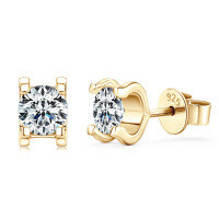 Sterling Silver Square Moissanite Stud Earrings for Women-K-style [Clearance Sale with Free Shipping] K Gold  925 Silver