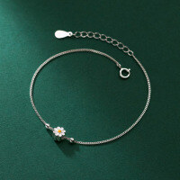 wholesale S925 Sterling Silver Summer Daisy Bracelet Korean Version Ins Style Personalized Sweet Floral Jewelry S5310-S925 silver one 925 silver