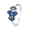 wholesale S990 Silver Vintage Creative Enamel Drip Glaze Small Fresh Butterfly Adjustable Ring Versatile Index Finger Ring-0-4