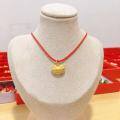wholesale Metal Material: New Sand Gold Color-Fading Baby Necklace, Children's Longevity Lock, Hundred Blessings Peace, Innocent and Lively Red Rope Necklace Pendant-0-1