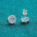 S925 Sterling Silver Moissanite Earrings, Women's Light Luxury European and American Style Simple Daily Wear-0-1