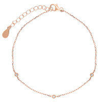 wholesale Rose gold-plated S925 sterling silver zirconia inlaid round anklet, fashionable, minimalist, exquisite, and uniquely designed accessory-Rose gold>925 silver
