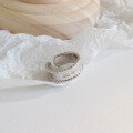 wholesale S925 Sterling Silver HJZ475 Korean Style Fashion CHIC Minimalist Beaded Edge Wide Band English Open Ring-0-1