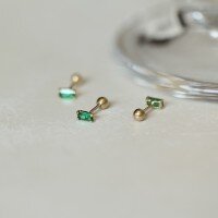 wholesale 9K gold emerald earrings new trendy screw-style twist clasp for women, summer small and unique, sleep without removing, ear bone-9K single earring