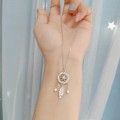 wholesale S925 Sterling Silver Dreamcatcher Necklace for Women with Fringe Feather Pendant, Collarbone Chain, Elegant Gift for Girlfriend or Best Friend-0-1