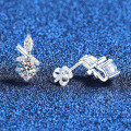 S925 Sterling Silver Bamboo Leaf Moissanite Earrings-0-0