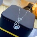 wholesale 999 Silver Maker's S999 Love Ruyi Gourd Diamond Necklace, Fashionable Minimalist New Chinese Style Niche High-end Set Chain-0-5
