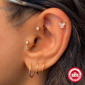 wholesale S925 Silver Diamond-Studded 16G Flat Threaded Cartilage Ear Piercing-0-3