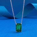 wholesale S925 Silver Pendant Necklace for Women by Zhuozhifan Jewelry, 10*14 Green Zircon Inlaid Fashion Anniversary Commemoration Engagement-0-0