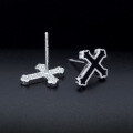 wholesale S925 silver black enamel cross stud earrings with resin for trendy men and women E0377-0-2