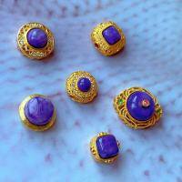 wholesale S925 silver gold-plated natural charoite bread bead spacer DIY accessory semi-finished jewelry for bracelets and necklaces-5# one