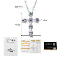 Wholesale S925 Sterling Silver Full Diamond Cross Necklace, Moissanite, Trendy Minimalist Unisex-1.2-carat moissanite  925 silver