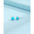 wholesale 925 Sterling Silver Four-Prong Turquoise Stud Earrings, Autumn and Winter New Style, Minimalist and Versatile, Ear Piercing Friendly, Ear Cartilage Stud, Women's Jewelry-0-5