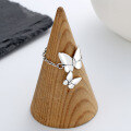 wholesale S925 Sterling Silver Chain Drawstring Adjustable Double Butterfly Ring Trendy Exquisite Index Finger Ring-0-2
