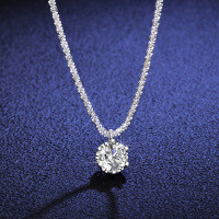 S925 Sterling Silver Moissanite Iridescent Rapeseed Chain Necklace-(50 points) Inlaid with white moissanite  925 silver