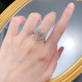 wholesale S925 Sterling Silver European and American New Style Dazzling Heart-Shaped Full Diamond Ring for Fashionable Commuting-0-3