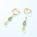 wholesale S925 Sterling Silver Gold Plated Metal, Olivet Fashionable and Personalized Long Drop Earrings with Cold Enamel, Wholesale from Manufacturer-0-3