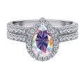 wholesale S925 Sterling Silver 15ct Pear-Shaped Moissanite Ring Set for Women High-End Stackable Rings Jewelry for Men-0-14