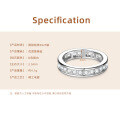 Sterling Silver Square Full Diamond Zircon Ring, Fashionable and Versatile Ins Style High-End Cross-Border Hit-0-6