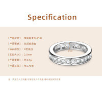 Sterling Silver Square Full Diamond Zircon Ring, Fashionable and Versatile Ins Style High-End Cross-Border Hit.-Moissanite diamond ring [white gold]  4 US size