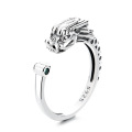 wholesale S925 Sterling Silver Creative Chinese Style Resin Enamel Zodiac Dragon Design Adjustable Ring, Symbolizing Vigor and Vitality-0-5