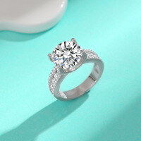 wholesale S925 metal new cross-border luxury moissanite bullhead ring, expertly hand-set with full diamonds, 5 carat 10 carat diamond ring-3 carat (zircon) ring  size 5