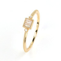 wholesale S925 Gold-Plated Baguette Cut Cubic Zirconia Crystalline Women's Ring, Winter New Style, Manufacturer Wholesale-T Square Ring Size 6