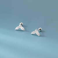 wholesale S925 Sterling Silver Fresh and Sweet Ins Style Niche Design Diamond-Inlaid Mermaid Earrings M05662-Stud Earrings 925 Silver